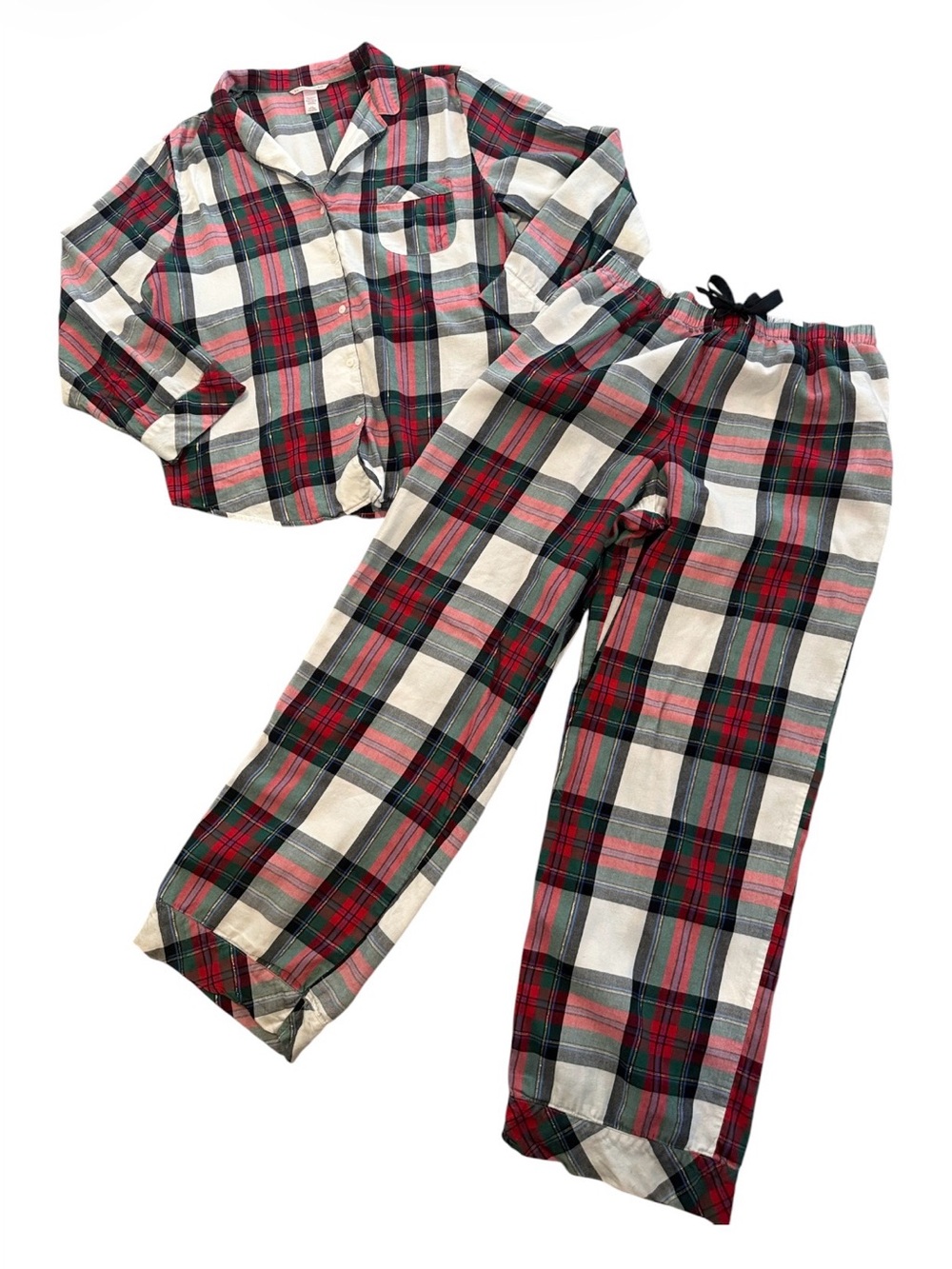 Victoria’s Secret holiday, red green and gold vintage flannel pajamas Women’s